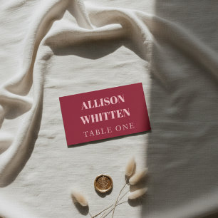 Handwritten Script Pink & Red Custom Wedding Place Card