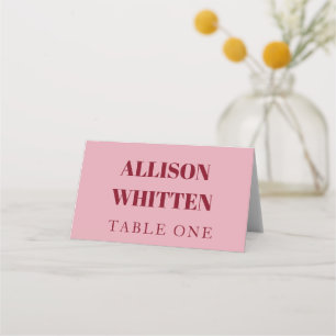 Handwritten Script Pink & Red Custom Wedding Place Card