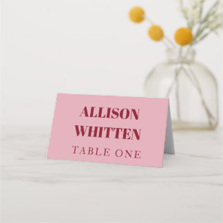 Handwritten Script Pink & Red Custom Wedding Place Card