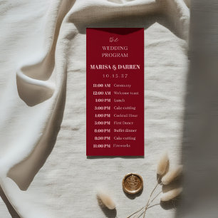 Handwritten Script Pink & Red Custom Wedding Programme