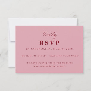 Handwritten Script Pink & Red Custom Wedding RSVP Card