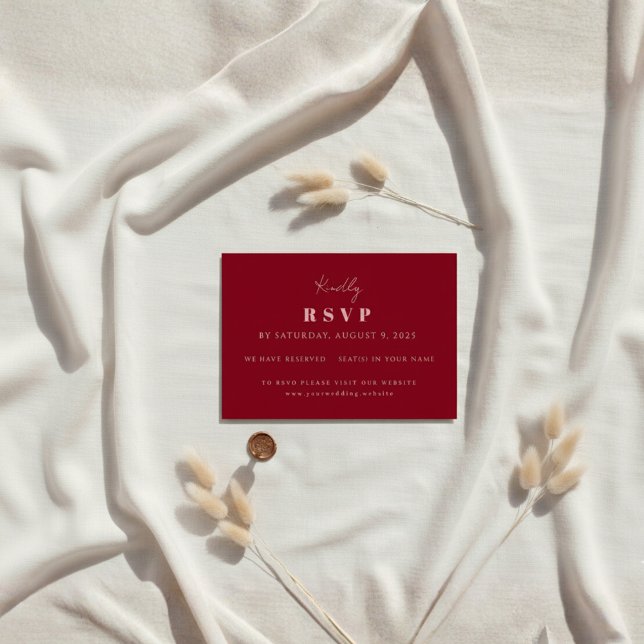 Handwritten Script Pink & Red Custom Wedding RSVP Card (Creator Uploaded)