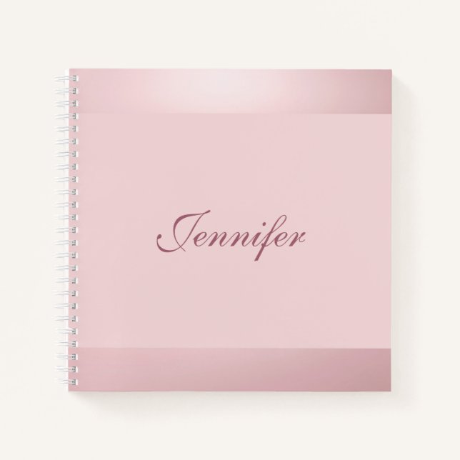 Handwritten Script Rose Gold Colour Elegant Modern Notebook (Front)