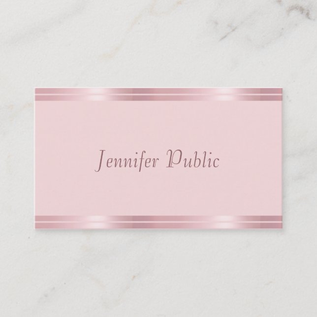 Handwritten Script Rose Gold Modern Chic Template Business Card (Front)