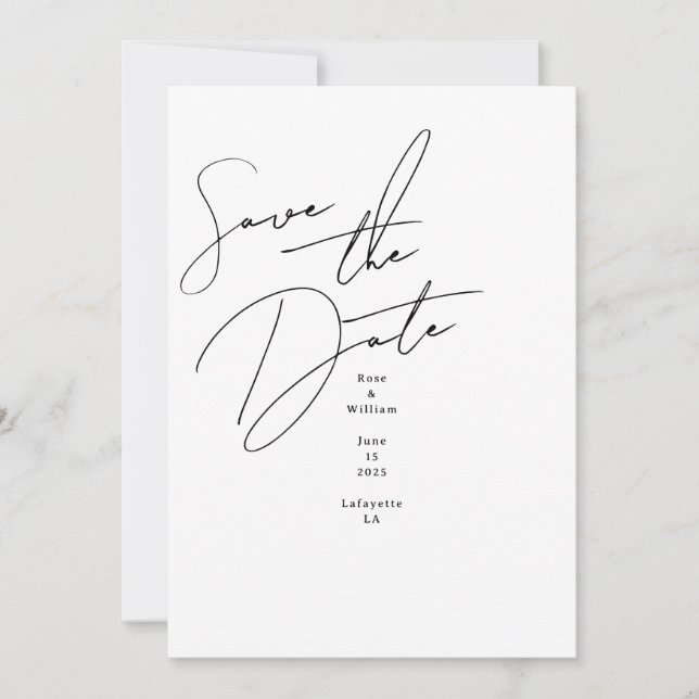 Handwritten Script Save the Date card (Front)