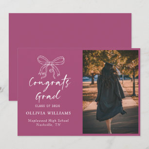 Handwritten Script simple bow Graduation Announcement