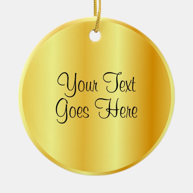 Handwritten Script Template Gold Look Trendy Ceramic Tree Decoration (Front)