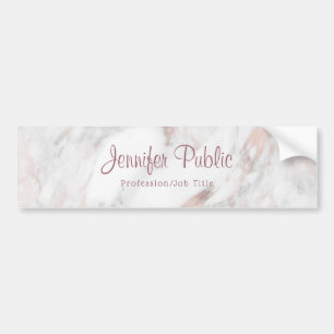 Handwritten Script Template Rose Gold Marble Bumper Sticker
