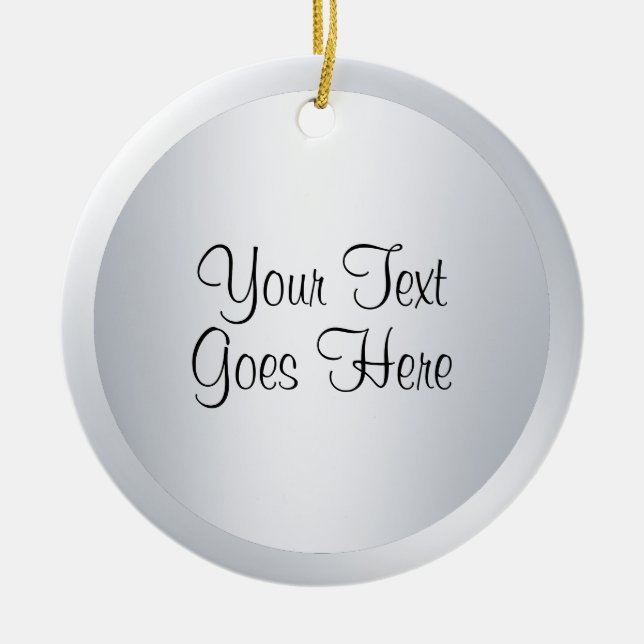 Handwritten Script Template Silver Metallic Look Ceramic Tree Decoration (Front)
