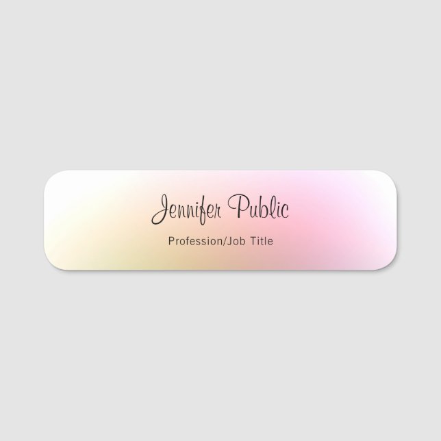 Handwritten Script Text Colourful Template Elegant Name Tag (Front)