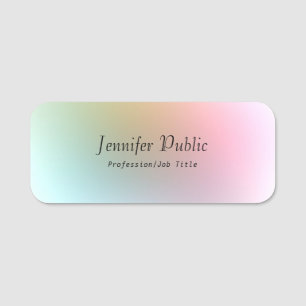 Handwritten Script Text Elegant Colourful Template Name Tag