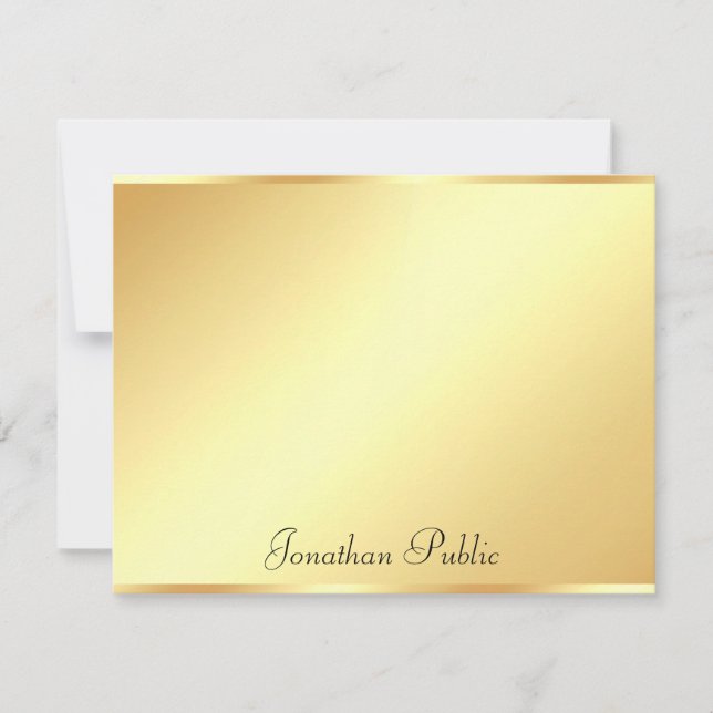 Handwritten Script Text Gold Background Template (Front)