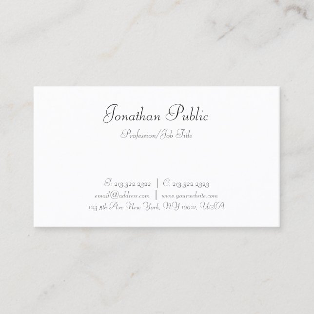 Handwritten Script Text Minimalist Modern Template Business Card (Front)