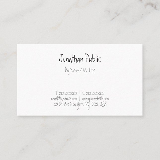 Handwritten Script Text Minimalist Template Modern Business Card (Front)