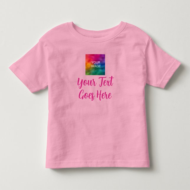 Handwritten Script Text Name Pink Create Your Own Toddler T-Shirt (Front)
