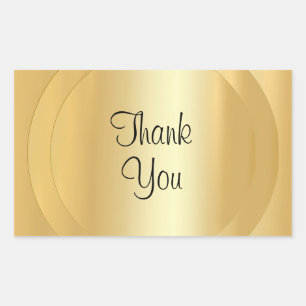 Handwritten Script Thank You Text Faux Gold Modern Rectangular Sticker