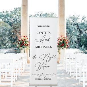 Handwritten Script 'the Night Before' Wedding Retractable Banner