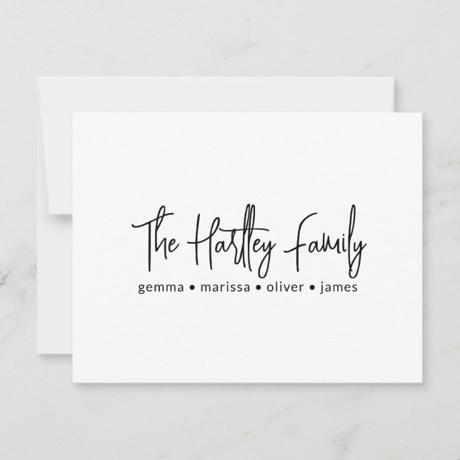 Handwritten Script Typography Family Names Card (Front)
