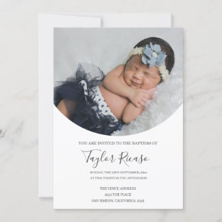 Handwritten Script Typography Photo Baptism Invitation