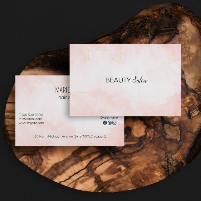 Handwritten Script Typography Rose Gold Black Text Business Card (Handwritten Script Typography Rose Gold Black Text Business Card)