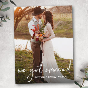 Handwritten Script We Got Married Photo Postcard