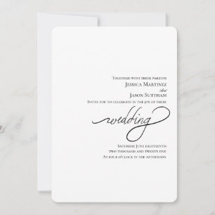 Handwritten Script Wedding Elegant Modern Wedding Invitation