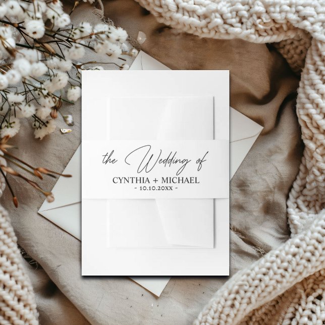 Handwritten Script Wedding  Invitation Belly Band (Creator Uploaded)