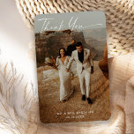 Handwritten Script Wedding Photo  Thank You Card Magnet<br><div class="desc">This 2-photo design features elegant handwritten calligraphy Thank You script,  against your beautiful wedding picture.  Easily customised with your personal details and photos.</div>