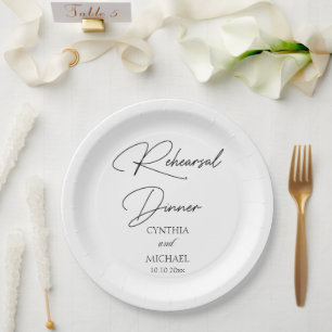 Handwritten Script Wedding Rehearsal Dinner Paper Plate