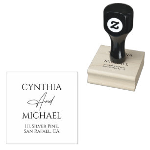 Handwritten Script Wedding Return Address Rubber Stamp