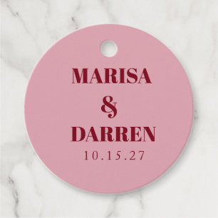 Handwritten Script Whimsical Pink Custom Wedding Favour Tags