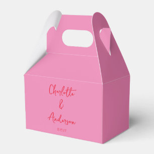 Handwritten Script Whimsy Pink Red Custom Wedding Favour Box