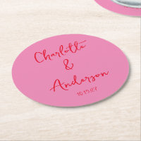 Handwritten Script Whimsy Pink Red Custom Wedding