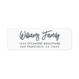 Handwritten Script White Family Return Address