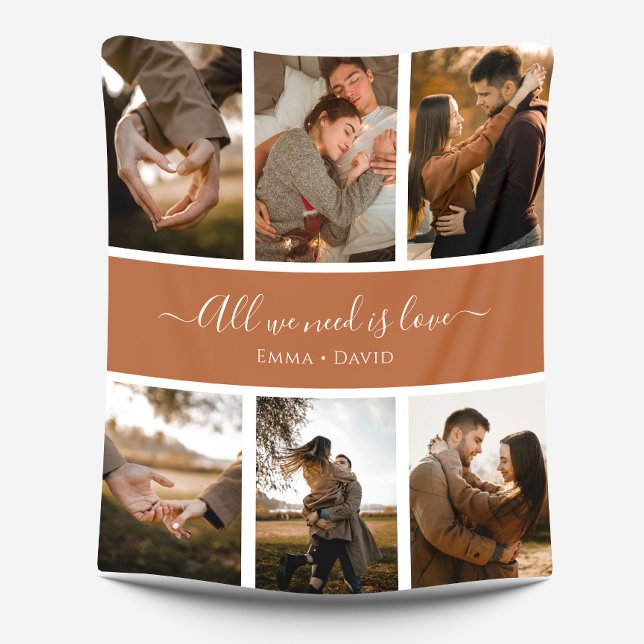 Handwritten Script with Names 6-Photo Fleece Blanket (Creator Uploaded)