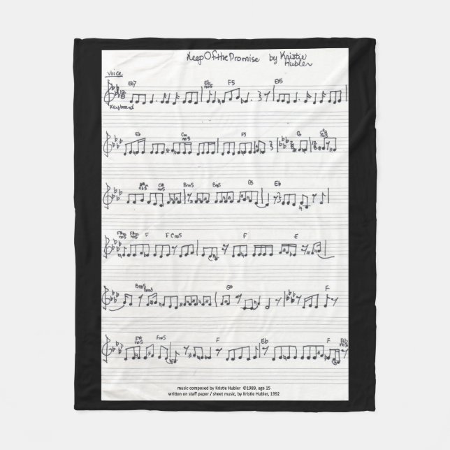 Handwritten Sheet Music fleece blanket (Front)