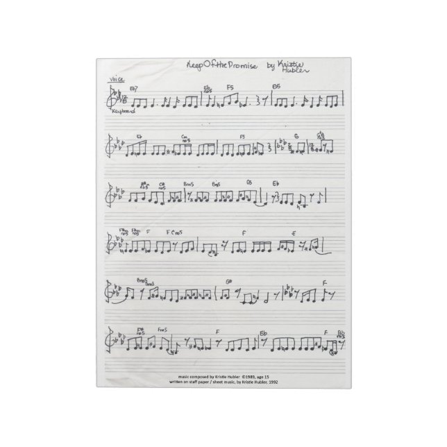 Handwritten Sheet Music notepad (Rotated)