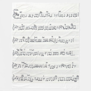 Handwritten Sheet Music Song Musical Notes Fleece Blanket
