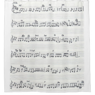Handwritten Sheet Music Song Musical Notes Shower Curtain