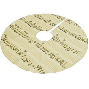 Handwritten Sheet Music Song Notes Antique Ivory Brushed Polyester Tree Skirt