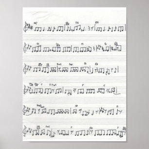 Handwritten Sheet Music Song Poster