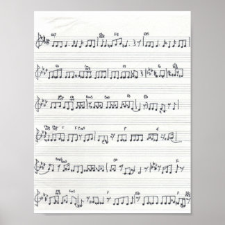 Handwritten Sheet Music Song Poster