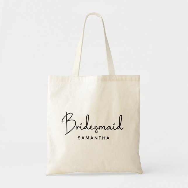 Handwritten Signature Personalised Bridesmaid Tote Bag (Front)