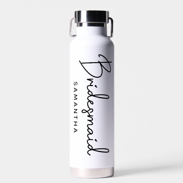 Handwritten Signature Personalised Bridesmaid Water Bottle (Front)