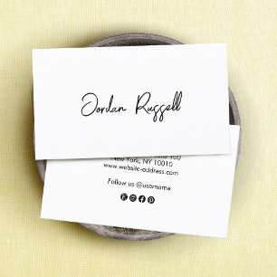 Handwritten Signature Script Black and White  Business Card