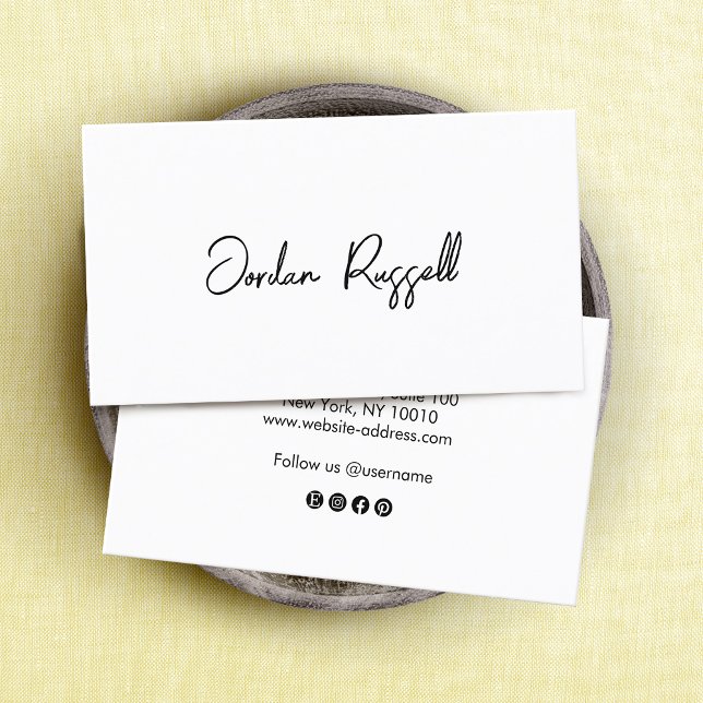 Handwritten Signature Script Black and White  Business Card (Creator Uploaded)