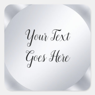 Handwritten Silver Look Elegant Script Template Square Sticker