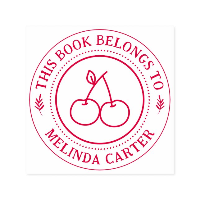 Handwritten Simple Cherry Custom Book Self-inking Stamp (Design)