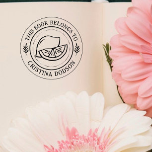 Handwritten Simple Lemon Custom Book Rubber Stamp