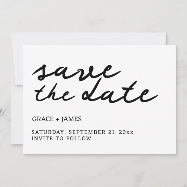 Handwritten Simple Minimalist Typography Wedding Save The Date (Front)
